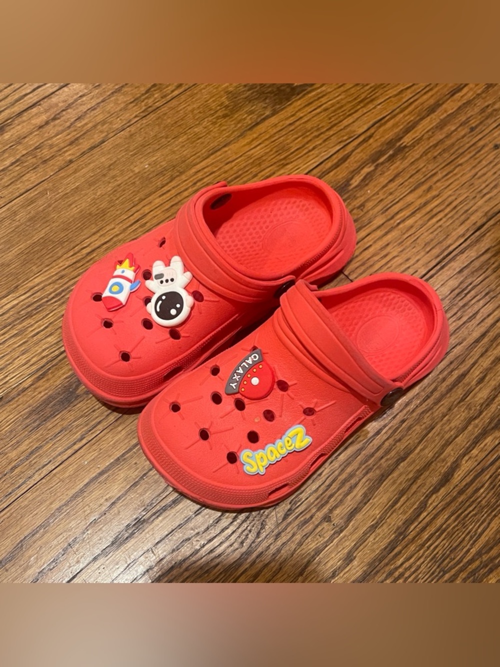 Kids Red Clog Sandals with Fun Charms